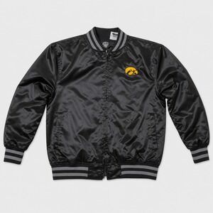 RIVALRY THREADS Bomber Jacket Men M Black TAMOG4PTAR Iowa Hawkeyes Satin